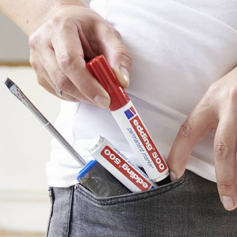 Marcatore permanente edding 500 punta scalpello 2-7 mm rosso E-500 002